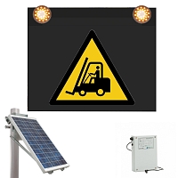 Značka s výstražným světlem se solárním napájením